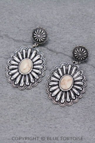 Natural Color Western Concho Stud Earrings