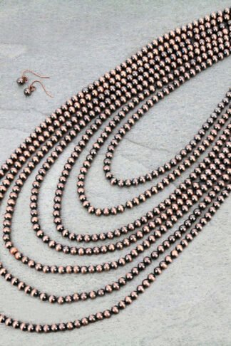 Burnished Copper Color Navajo Style Pearl Layered Necklace Set