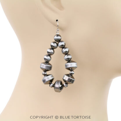 Navajo Style Pearl Teardrop Dangle Earrings - Image 2