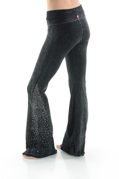 STONE EMBELLISHED MINERAL WASHED FLARED PANTS - Image 4