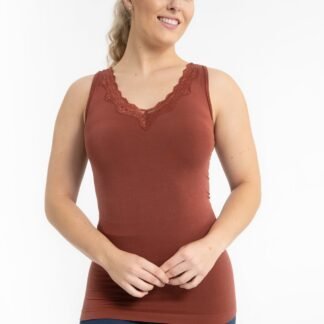 SIENNA V-NECK TOP WITH LACE TRIM