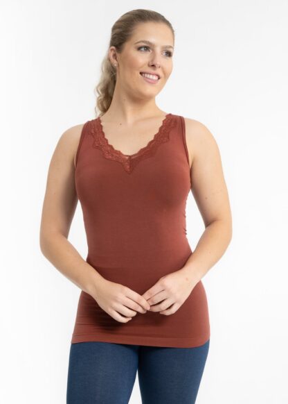 V-NECK TOP WITH LACE TRIM - Image 3