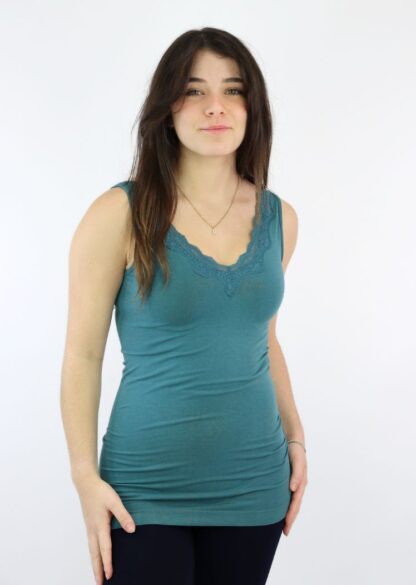 V-NECK TOP WITH LACE TRIM - Image 2