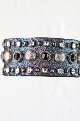 Rowdy Cowgirl  Leather Bracelet Cuff in Black Wrap