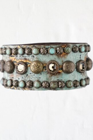Rowdy Cowgirl  Leather Bracelet Cuff in Turquoise Wrap