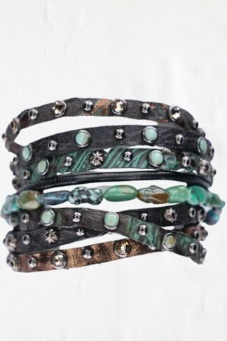 Rowdy Cowgirl Twisted Cuff in Turquoise & Black