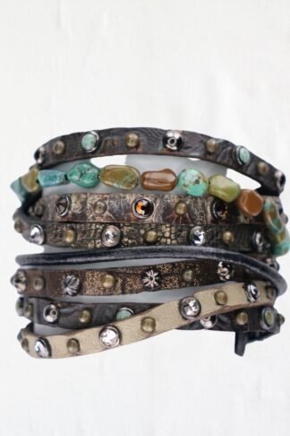 Rowdy Cowgirl Twisted Cuff in Turquoise & Mixed Stone