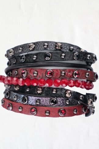 Rowdy Cowgirl Twisted Cuff in Red & Black Strands