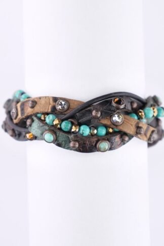 Rowdy Cowgirl Braided in Brown with Brown Strand and Turquoise