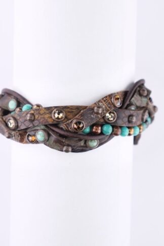 Rowdy Cowgirl Braided in Dark Brown and Turquoise