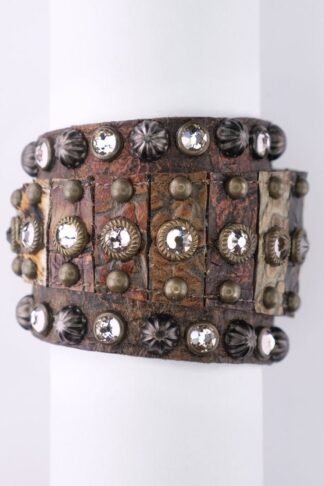 Rowdy Cowgirl Gunslinger Cuff  in Brown & Tooled Leather