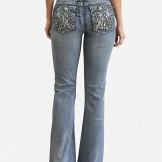 Platinum Plush Denim Pants with Motorcycle Back Pocket