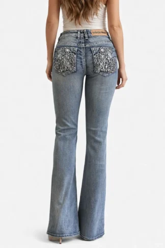 Platinum Plush Denim Pants with Motorcycle Back Pocket