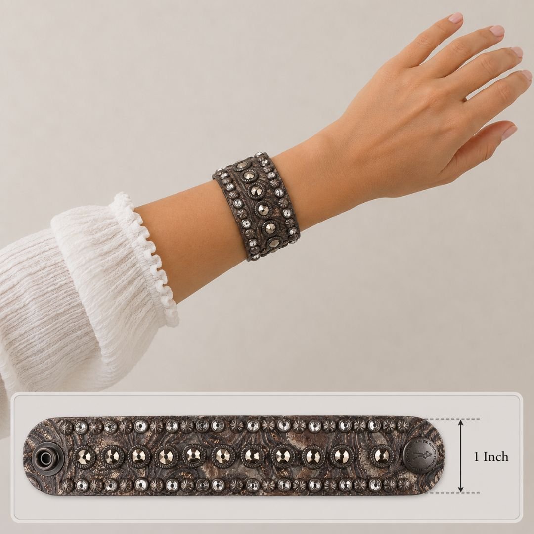 Rowdy Cowgirl Leather Bracelet Cuff in Dark Brown