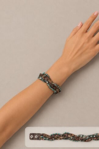 Rowdy Cowgirl Braided in Brown and Turquoise Leather Wrap