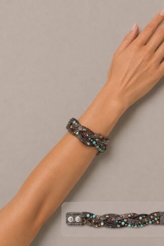 Rowdy Cowgirl Braided in Dark Brown and Turquoise