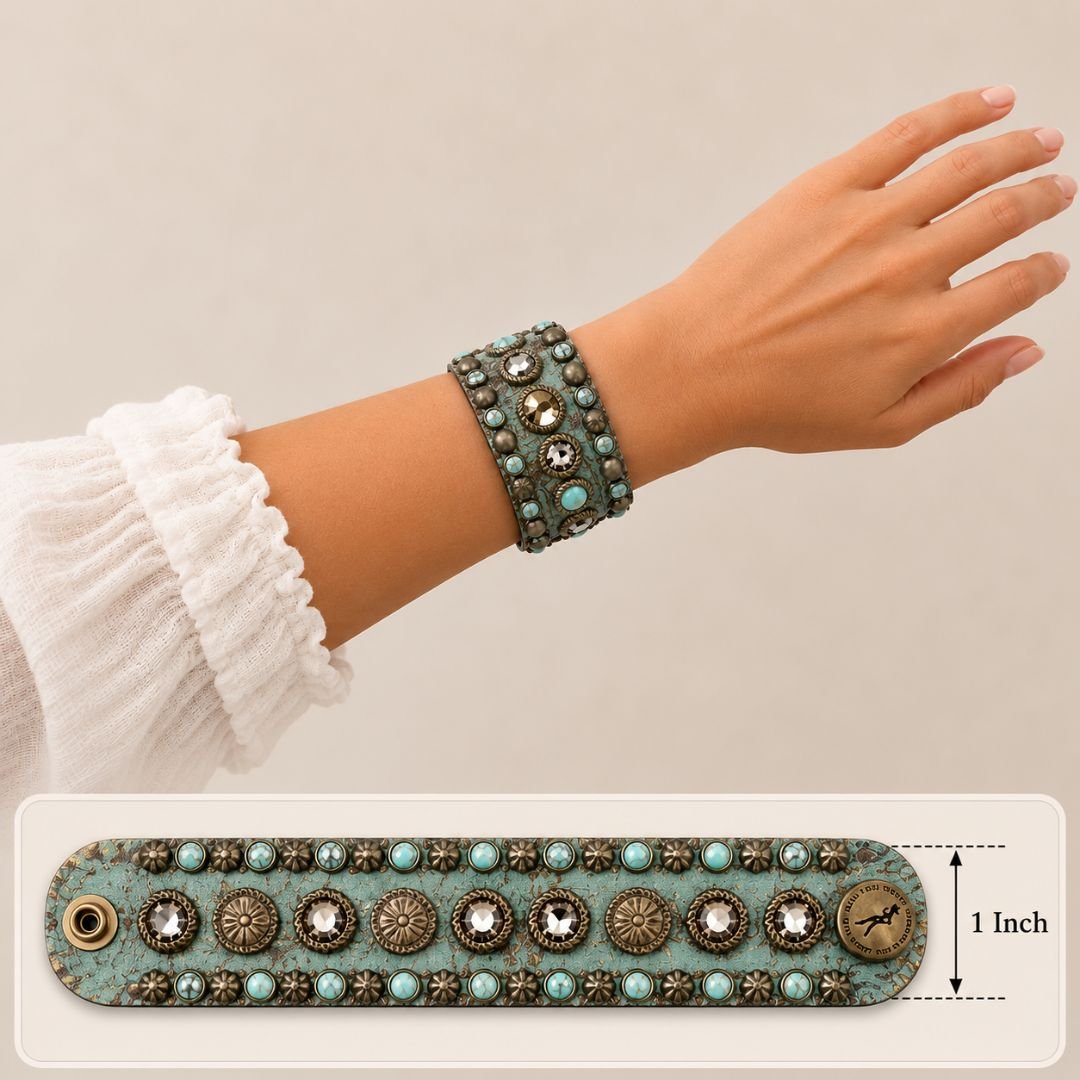Rowdy Cowgirl Leather Bracelet Cuff in Turquoise Wrap