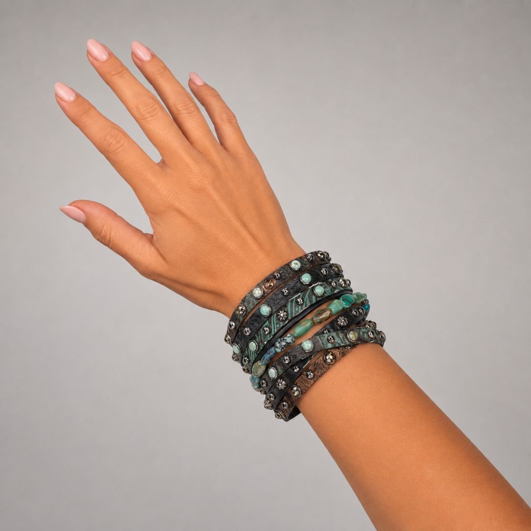 Rowdy Cowgirl Twisted Cuff in Turquoise & Black