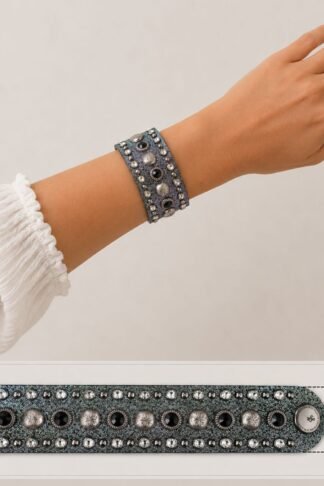 Rowdy Cowgirl  Leather Bracelet Cuff in Black Wrap