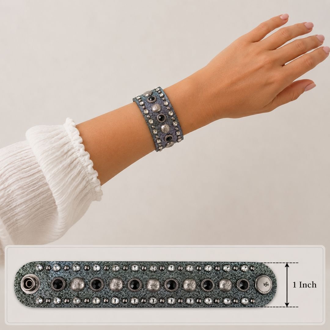 Rowdy Cowgirl Leather Bracelet Cuff in Black Wrap