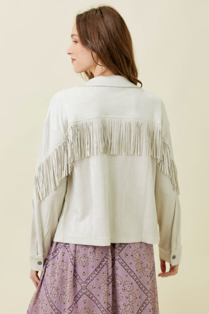 Mystre Fringed Suede Shirt Jacket - Image 11