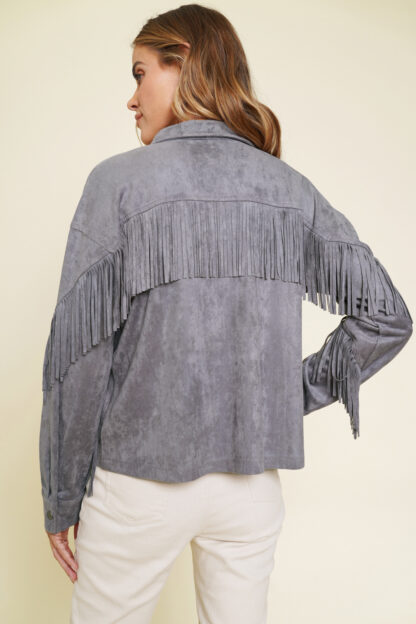 Mystre Fringed Suede Shirt Jacket - Image 5