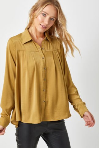 Mystree - Gold Satin Pleated Shirt
