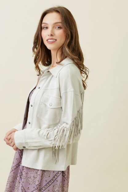 Mystre Fringed Suede Shirt Jacket - Image 10