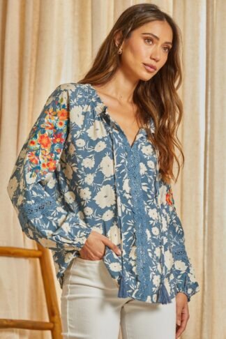 Savanna Jane-Beautiful Floral Blouse With Embroidery Details