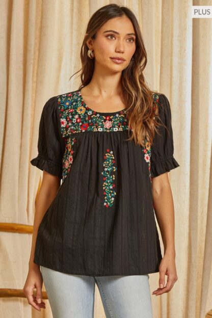 Savanna Jane -Embroidered Cotton Top Featuring A Round Neckline - Image 3