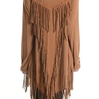 T-Party - Back Fringed Cardigan in Brown