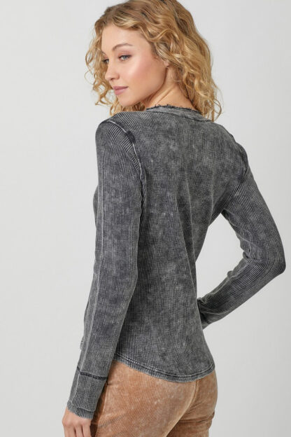 Mystree -Washed Waffle Thermal Henley Top - Image 10