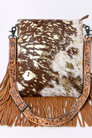 American Darling - Gold Cowhide Fringe Crossbody Bag