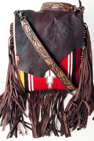 American Darling - Leather & Saddle Blanket Fringe Crossbody Bag