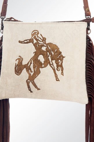 American Darling - Bucking Bronco Cowhide Fringe Crossbody Bag