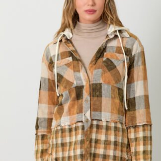 Mystree - Hoodie Check Jacket in Pumpkin Mix
