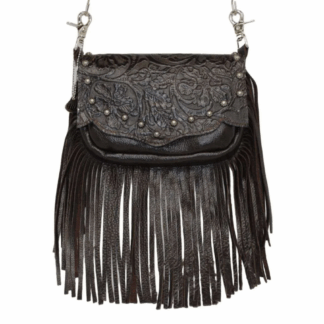 Hip Bag - Western Concealed Carry with Floral Tooled Lid & Fringe