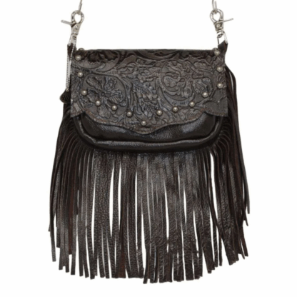Hip Bag - Western Concealed Carry with Floral Tooled Lid & Fringe