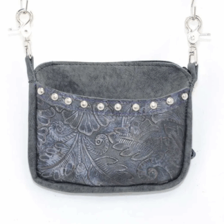 Hip Bag - Distressed Grey Side Cell Leather Cellphone Purse