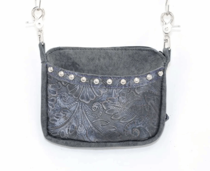 Hip Bag - Distressed Grey Side Cell Leather Cellphone Purse