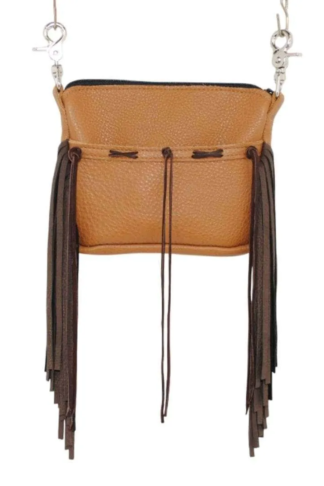 Hip Bag - Buckskin Side Fringe Leather Cellphone Purse