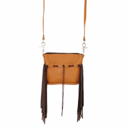 Hip Bag - Buckskin Side Fringe Leather Cellphone Purse - Image 2