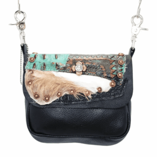 Hip Bag - Double Pocket with Turquoise Gator & Hair on Hide