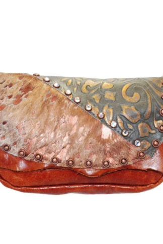Hip Bag - Ginger Cowhide & Copper Foiled Hide Zip Top