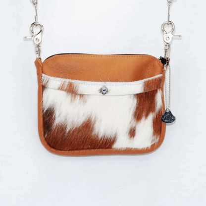 Hip Bag – Saddle Tan Brindle Hair on Hide Front Pocket Cellphone Purse - Image 4