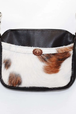 Hip Bag – Saddle Tan Brindle Hair on Hide Front Pocket Cellphone Purse