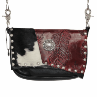 Hip Bag - XL Concealed Carry Bag with Burgundy Feather Print