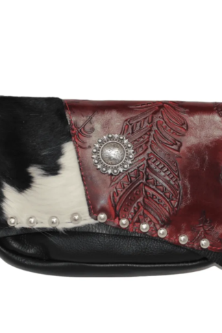Hip Bag - XL Concealed Carry Bag with Burgundy Feather Print